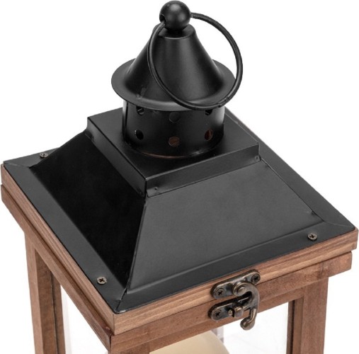 Декоративный фонарь со свечкой, корпус из дерева Neon-Night 513-075 размер 14х14х35cм, цвет теплый белый - изображение 5