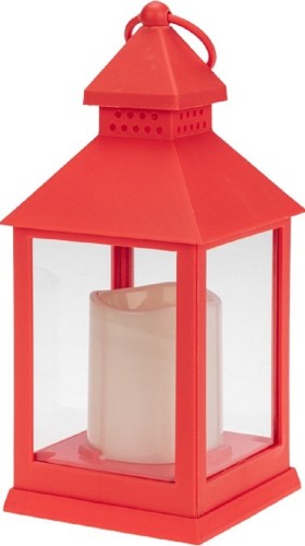 Декоративный фонарь со свечкой, красный корпус Neon-Night 513-059 размер 10,5х10,5х24см, цвет теплый белый - изображение 2