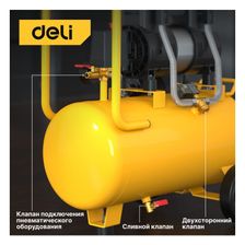 Компрессор воздушный безмасляный DELI DL-WKY25-E1 (1,2 кВт, 25 литров, 80л/мин, 7 атм, 2800об/мин) - изображение 10