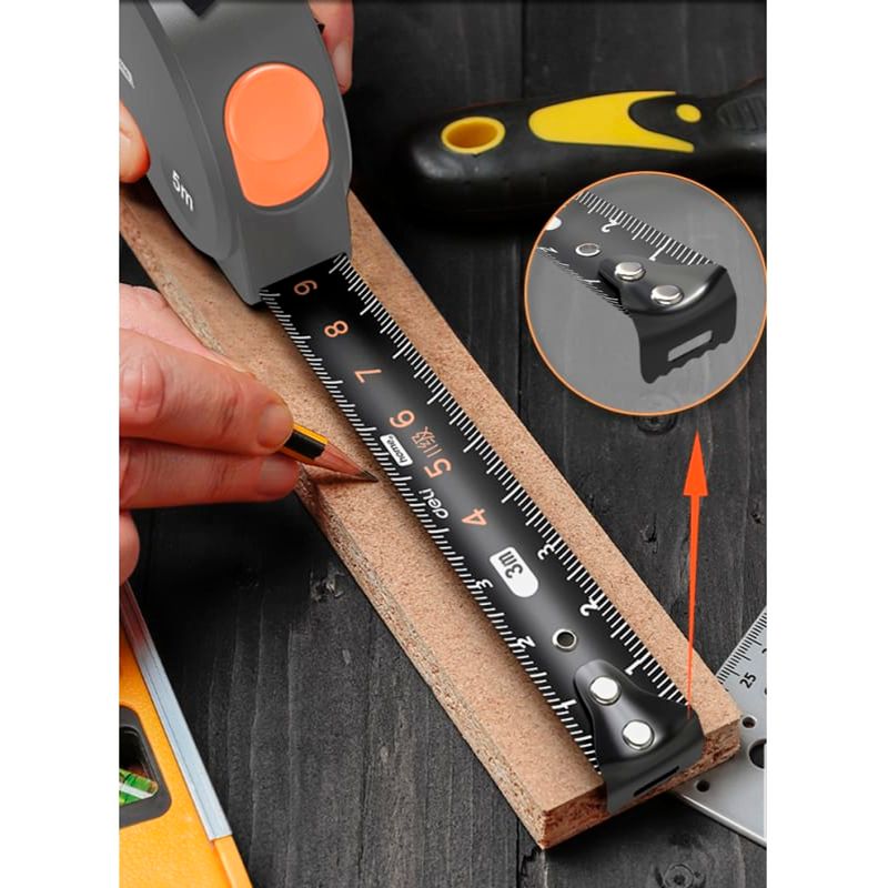 Рулетка DELI  "home series gray" ht8519c 5мх19мм (    эксклюзивный дизайн,     корпус из софттач пла - изображение 2