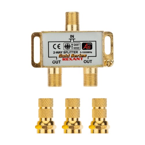 Делитель REXANT 05-6101-1 ТВх2 под F-разъем, 5-1000МГц, Gold - изображение 3