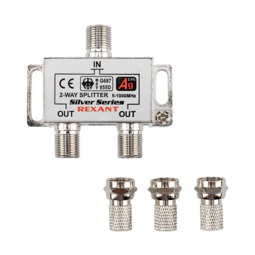 Делитель REXANT 05-6101 ТВх2 под F-разъем, 5-1000МГц, Silver - изображение 2