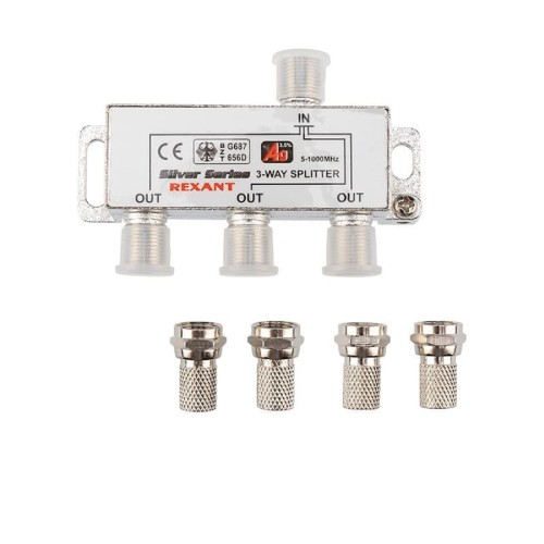 Делитель REXANT 05-6102 ТВх3 под F-разъем, 5-1000МГц, Silver - изображение 2