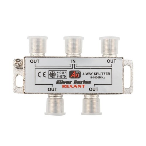 Делитель REXANT 05-6103 ТВх4 под F-разъем, 5-1000МГц, Silver - изображение 3