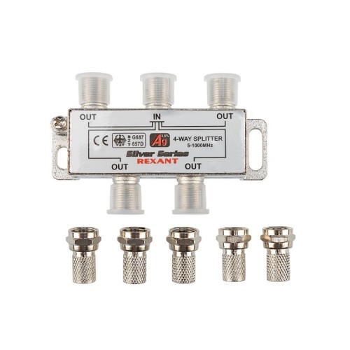 Делитель REXANT 05-6103 ТВх4 под F-разъем, 5-1000МГц, Silver - изображение 2