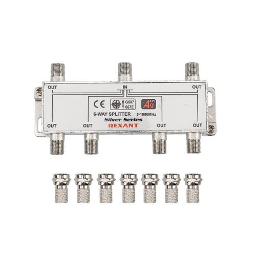 Делитель REXANT 05-6104 ТВх6 под F-разъем, 5-1000МГц, Silver - изображение 2