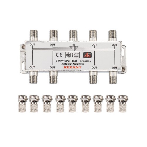 Делитель REXANT 05-6105 ТВх8 под F-разъем, 5-1000МГц, Silver - изображение 2