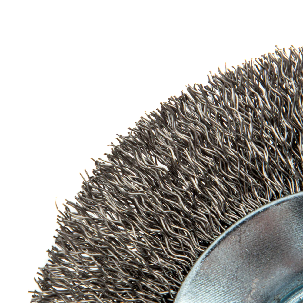 Щетка для УШМ Denzel 100 мм Тарелка, витая нержавеющая проволока 0.3 мм, М14 Denzel - изображение 4