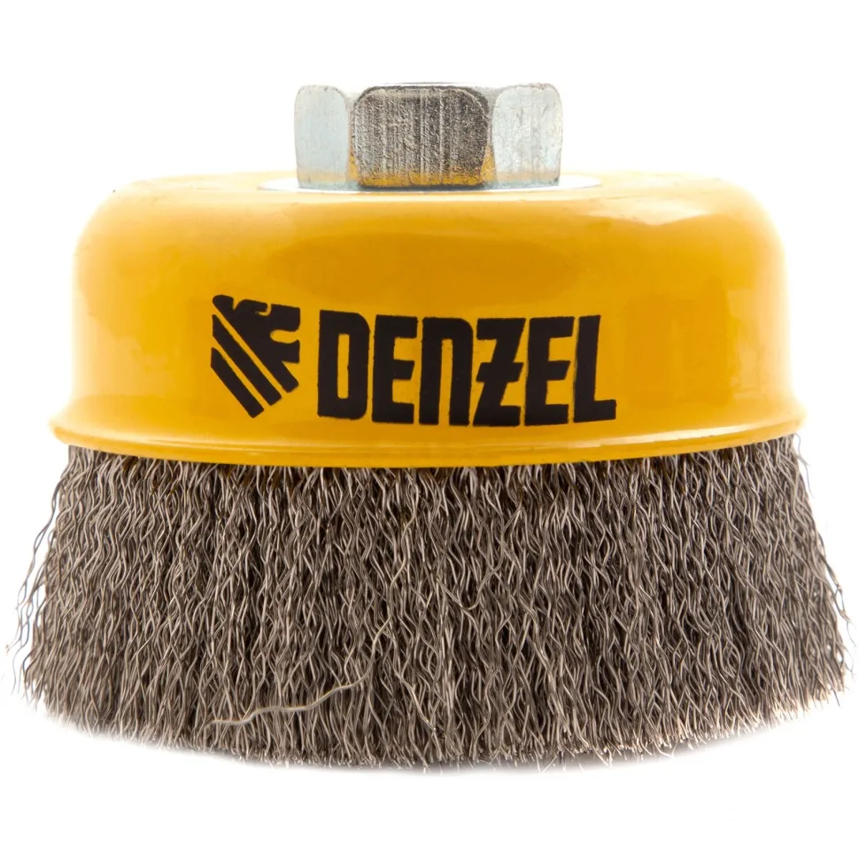 Щетка для УШМ Denzel 100 мм, Чашка, витая нержавеющая проволока 0.3 мм, М14 - изображение 2
