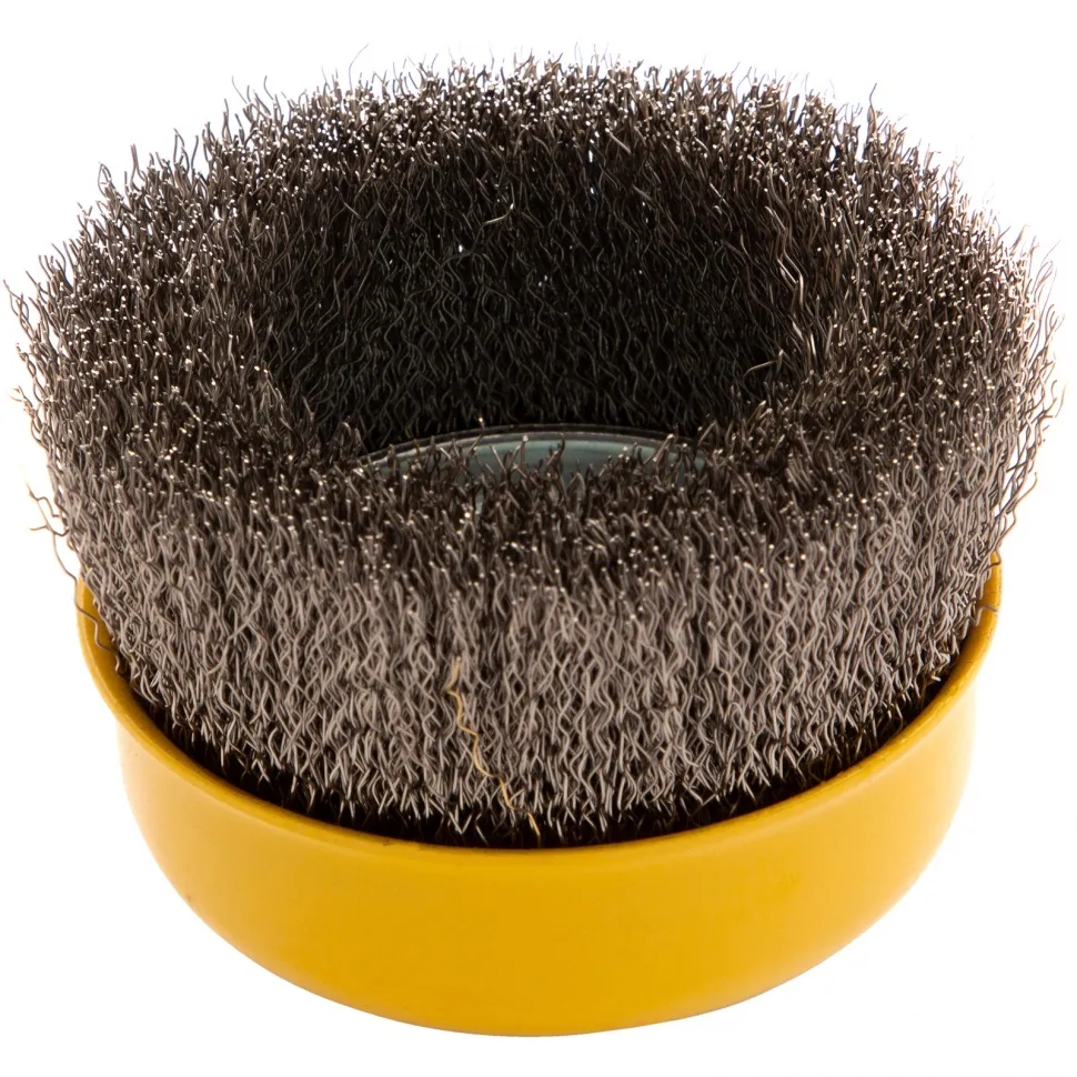 Щетка для УШМ Denzel 100 мм, Чашка, витая нержавеющая проволока 0.3 мм, М14 - изображение 7