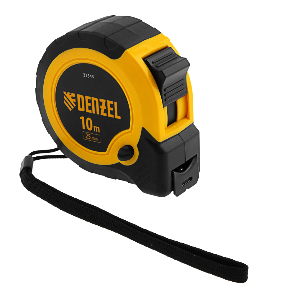 Рулетка Denzel 10мх25мм, двухкомп. корпус, кнопка-пауза - изображение 5