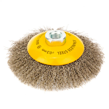 Щетка для УШМ Denzel 125 мм, Тарелка, витая нержавеющая проволока 0.3 мм, М14 - изображение 5