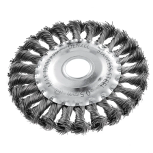 Щетка для УШМ Denzel 125 мм Плоская, крученая нержавеющая проволока 0.5 мм, посадка 22.2 мм - изображение 5