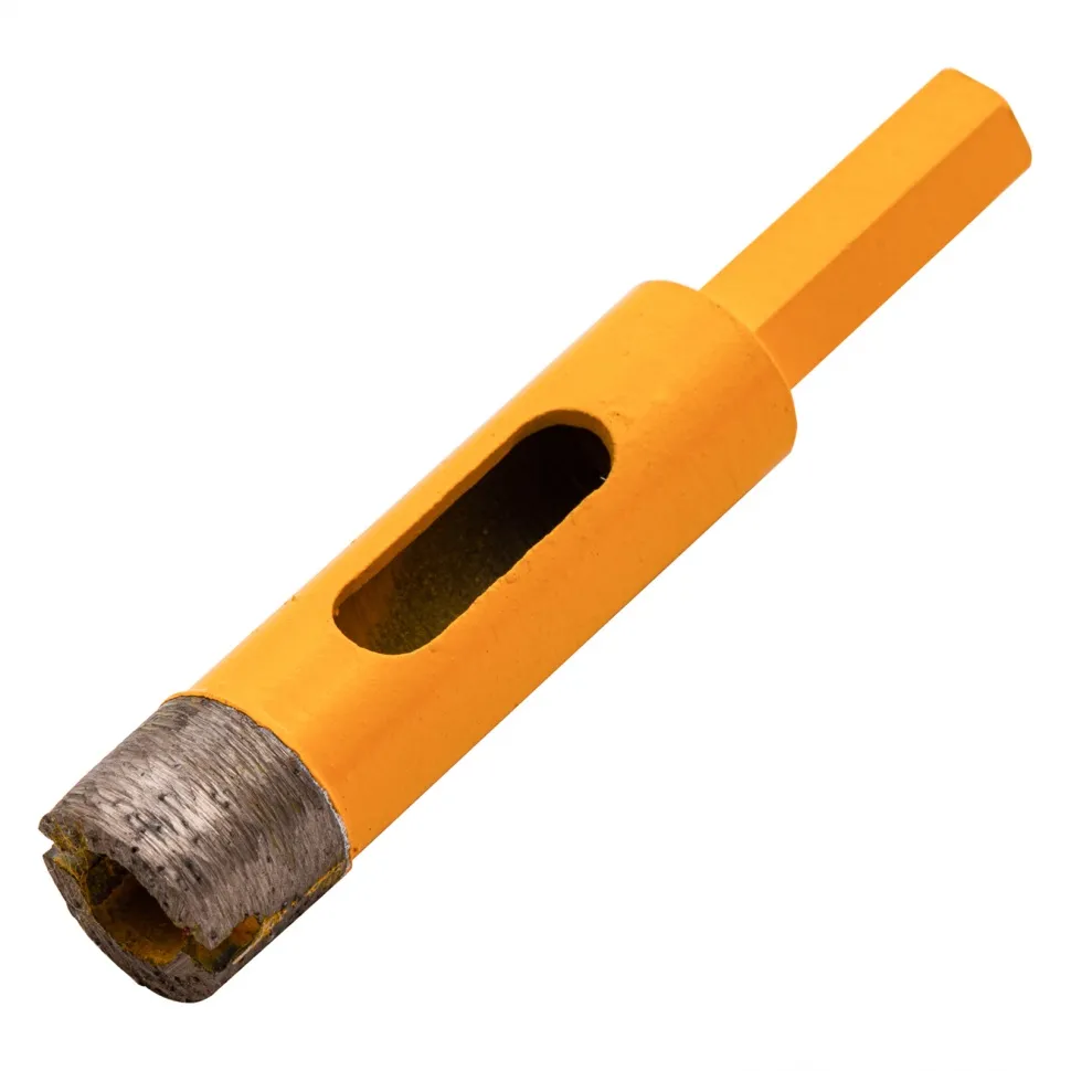 Сверло алмазное по керамограниту Denzel 14 мм, мокрая резка, трехгранный хвостовик