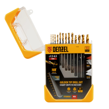 Набор сверл по металлу Denzel 1,5-6,5 мм, HSS-Tin, Golden Tip, 13 шт - изображение 10