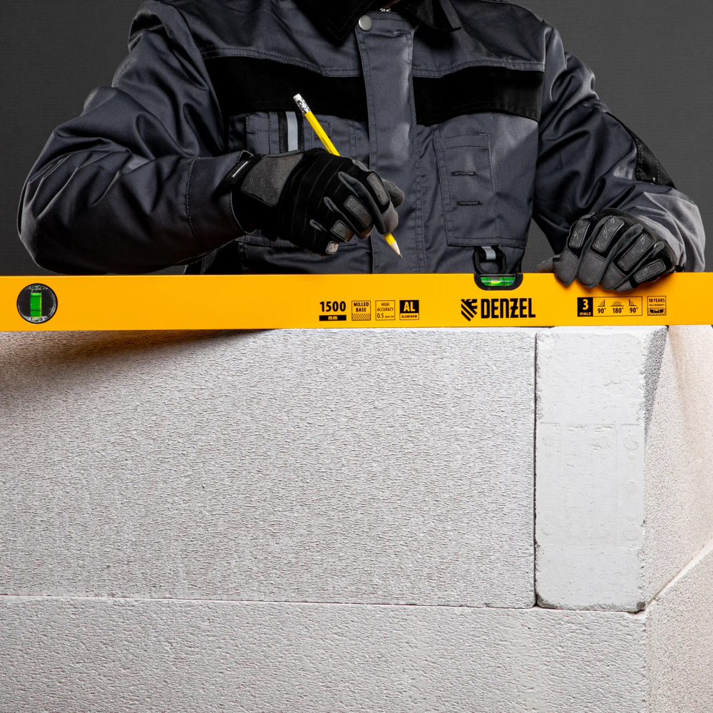 Уровень алюминиевый Denzel 1500 мм, фрезерованный, 3 глазка - изображение 8