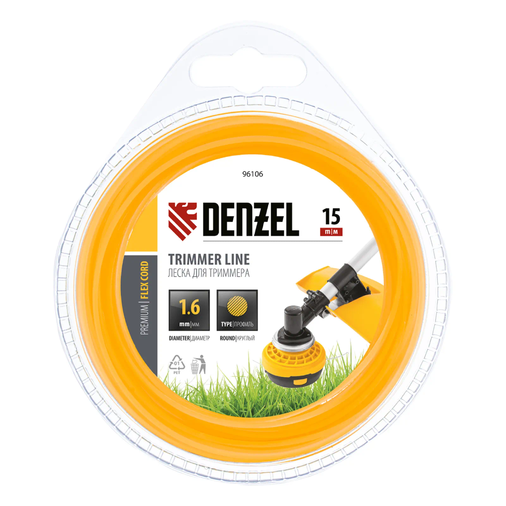 Леска для триммера Denzel круглая 1.6 ммх15 м, блистер Flex cord - изображение 2