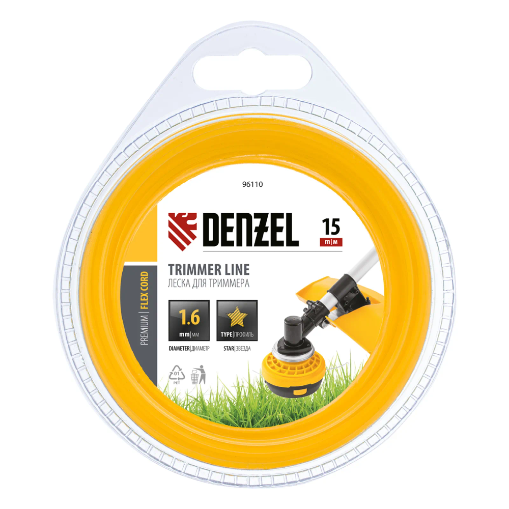 Леска для триммера Denzel звезда 1.6 ммх15 м, блистер Flex cord - изображение 2