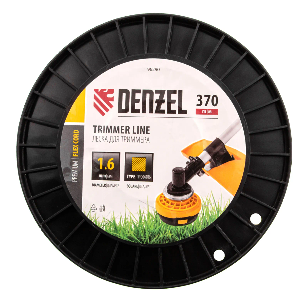 Леска для триммера Denzel квадрат 1,6ммх370м, на DIN катушке FLEX CORD - изображение 3