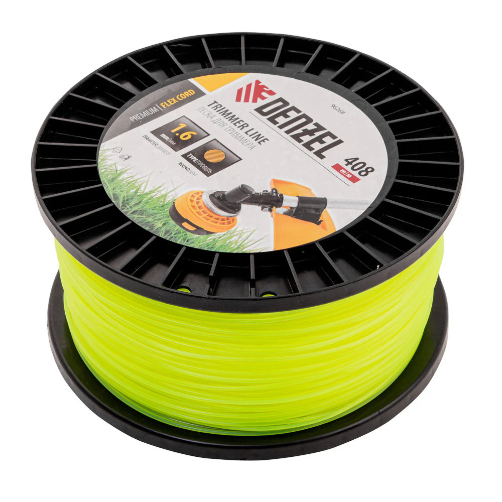 Леска для триммера Denzel круглая, 1,6ммх408м, на DIN катушке FLEX CORD - изображение 2