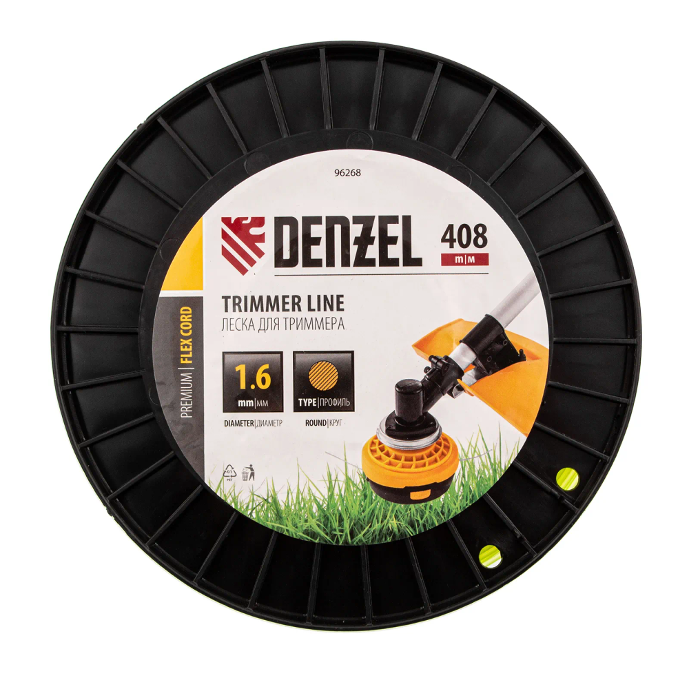 Леска для триммера Denzel круглая, 1,6ммх408м, на DIN катушке FLEX CORD - изображение 3
