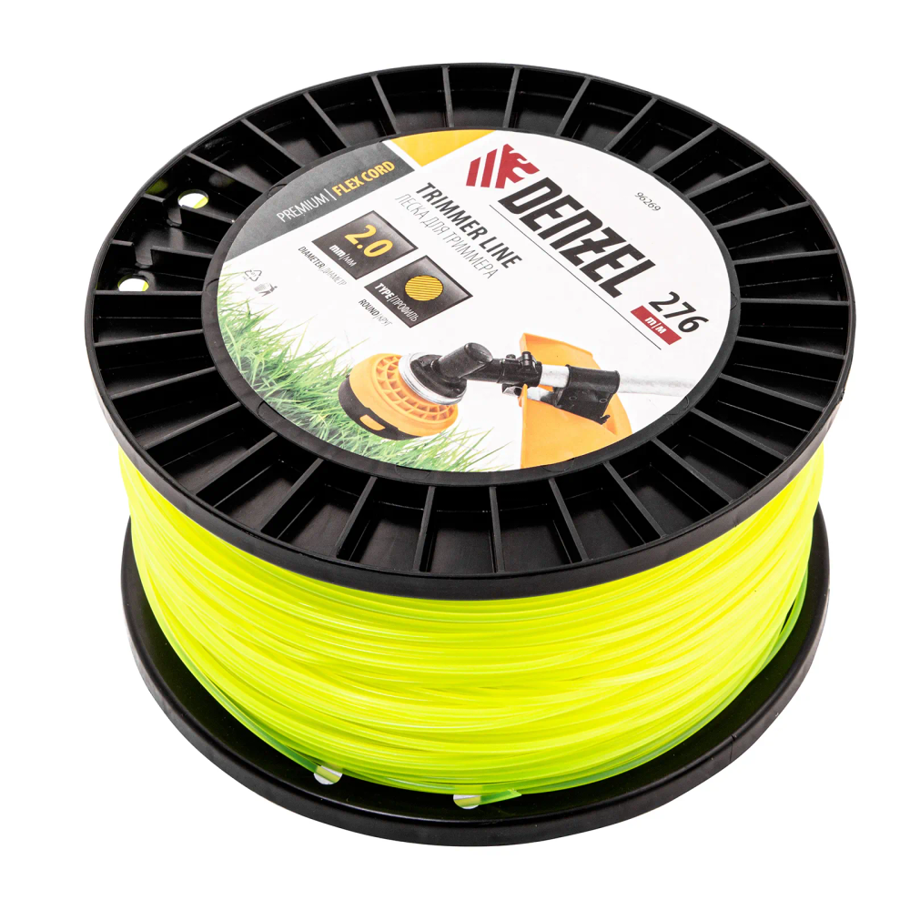 Леска для триммера Denzel круглая, 2,0ммх276м, на DIN катушке FLEX CORD - изображение 2