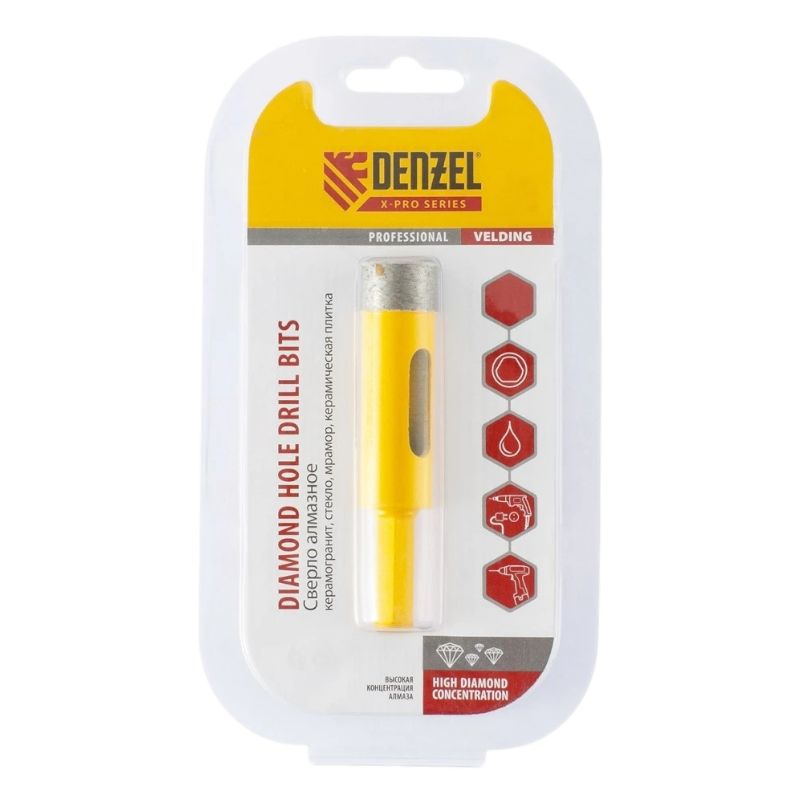 Сверло алмазное по керамограниту Denzel 20 мм, мокрая резка, трехгранный хвостовик - изображение 2