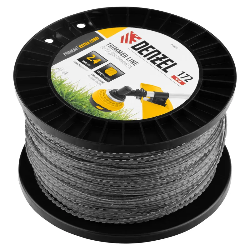 Леска для триммера Denzel двухкомпонентная зубчатый квадрат, 2,4ммх172м, на DIN кат. EXTRA CORD - изображение 2