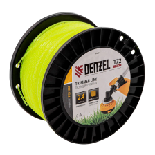 Леска для триммера Denzel зубчатый квадрат, 2,4ммх172м, на DIN катушке FLEX CORD - изображение 4