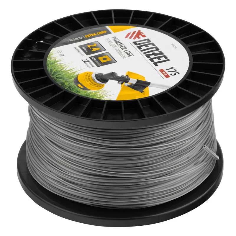 Леска для триммера Denzel двухкомпонентная квадрат, 2,4ммх175м, на DIN катушке EXTRA CORD - изображение 2