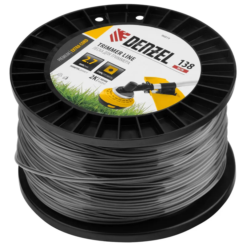 Леска для триммера Denzel двухкомпонентная квадрат, 2,7ммх138м, на DIN катушке EXTRA CORD - изображение 2