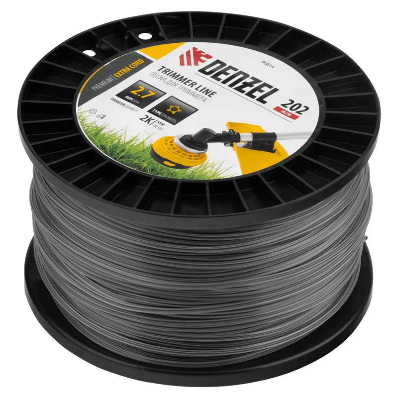 Леска для триммера Denzel двухкомпонентная звезда, 2,7ммх202м, на DIN катушке EXTRA CORD - изображение 2