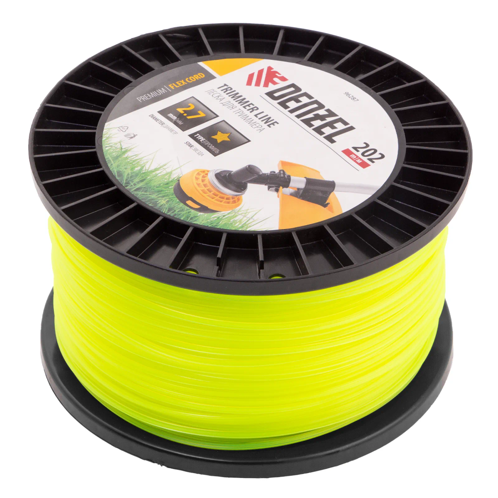 Леска для триммера Denzel звезда, 2,7ммх202м, на DIN катушке FLEX CORD - изображение 3