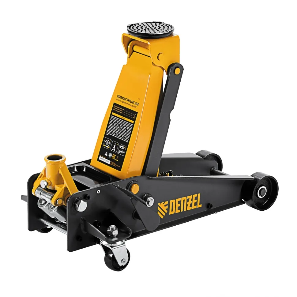 Домкрат гидравлический подкатной Denzel 3 т, с фиксатором, быстрый подъем, 135-480 мм, профессиональ - изображение 2