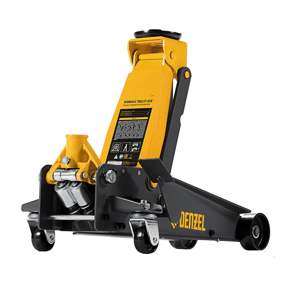 Домкрат гидравлический подкатной Denzel 3 т, с фиксатором, быстрый подъем, 135-480 мм, профессиональ - изображение 4