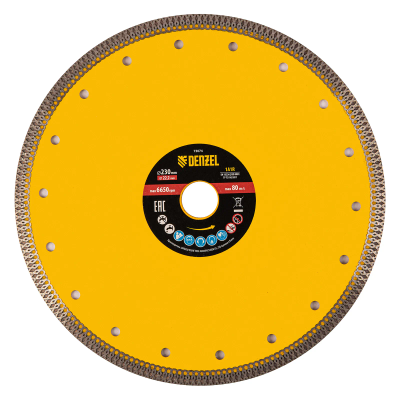 Диск алмазный Denzel супертонкий, 300х25,4 мм, горячее прессование, мокрое резание - изображение 16