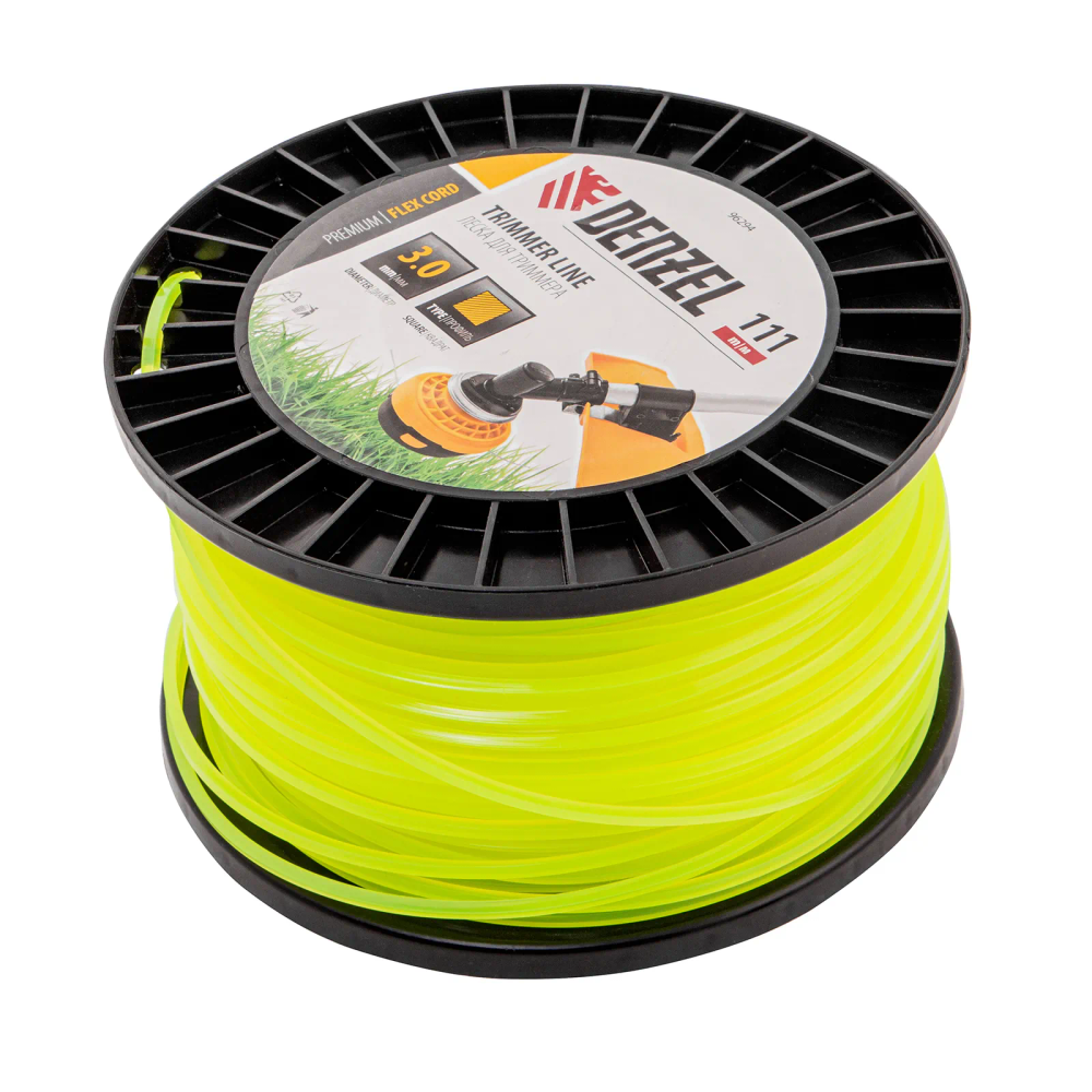 Леска для триммера Denzel квадрат, 3,0ммх111м, на DIN катушке FLEX CORD - изображение 2