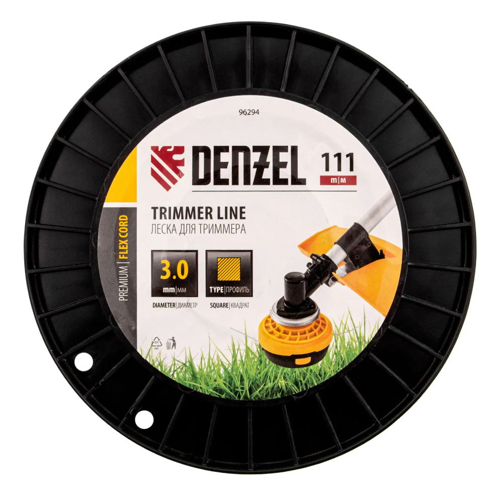 Леска для триммера Denzel квадрат, 3,0ммх111м, на DIN катушке FLEX CORD - изображение 3