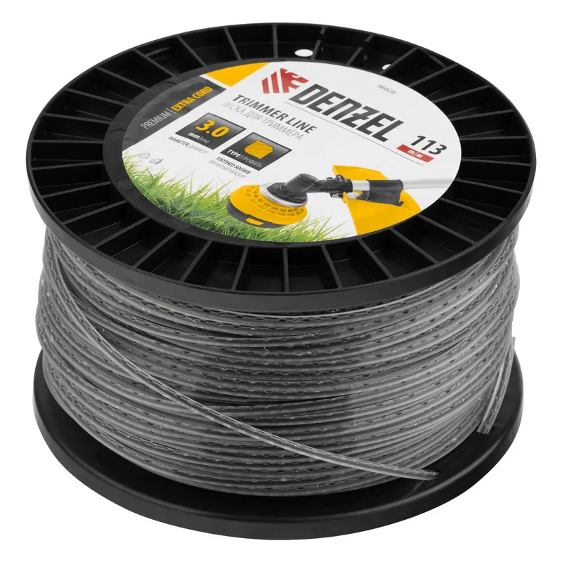 Леска для триммера Denzel двухкомпонентная зубчатый квадрат, 3,0ммх113м, на DIN кат. EXTRA CORD - изображение 2