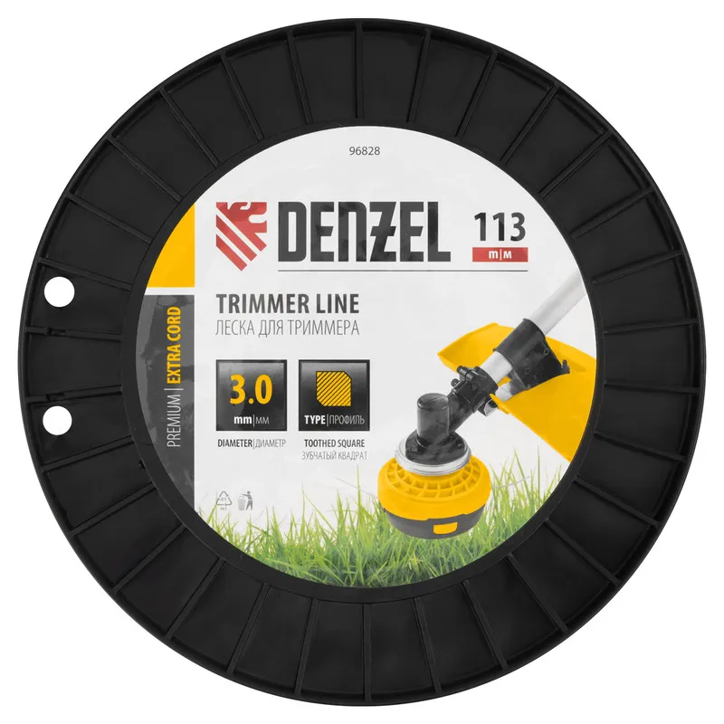 Леска для триммера Denzel двухкомпонентная зубчатый квадрат, 3,0ммх113м, на DIN кат. EXTRA CORD - изображение 3