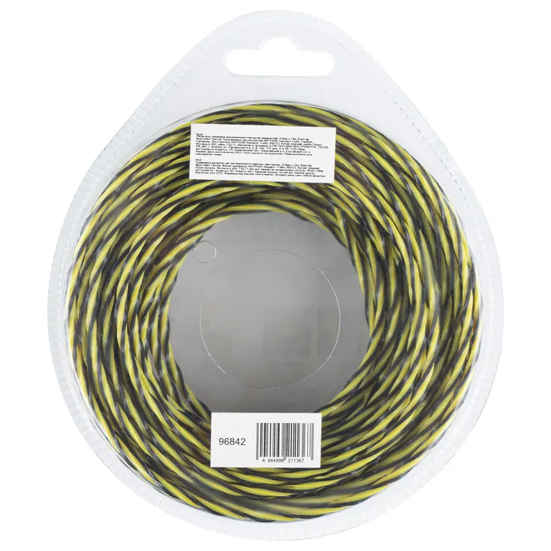 Леска для триммера Denzel двухкомпонентная витая квадратная, 3,0ммх12м, блистер SkyCutter - изображение 3