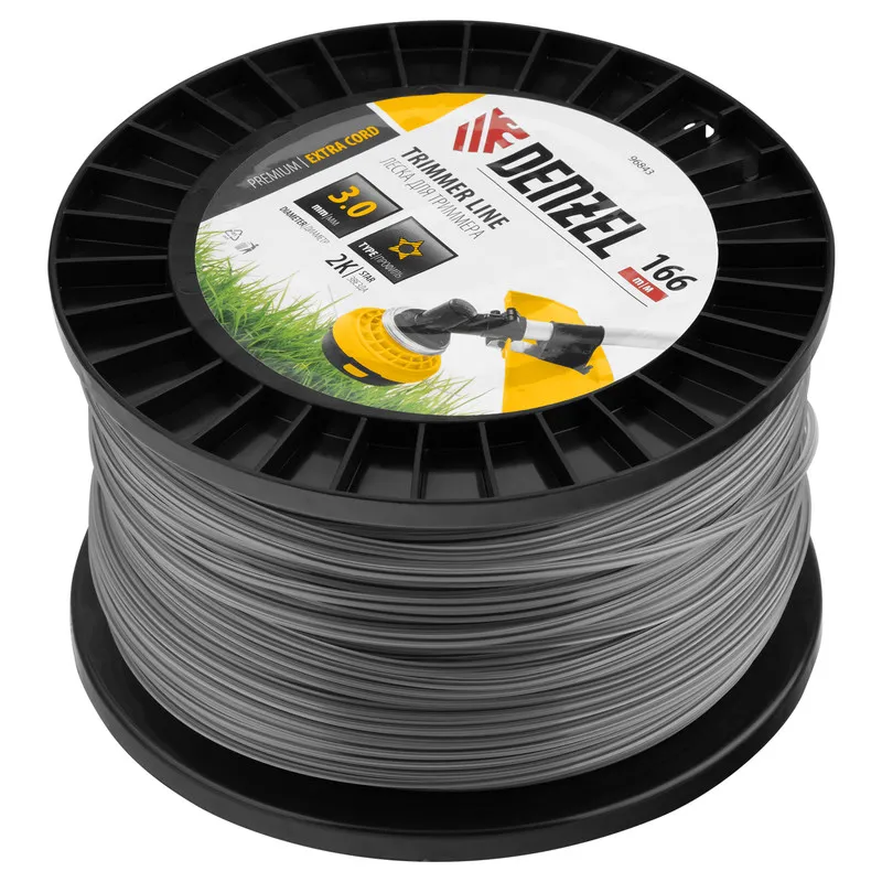 Леска для триммера Denzel двухкомпонентная звезда, 3,0ммх166м, на DIN катушке EXTRA CORD - изображение 2