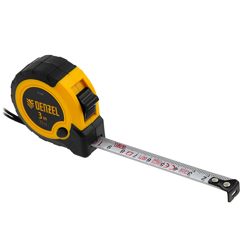 Рулетка Denzel 3мх13мм, двухкомп. корпус, кнопка-пауза - изображение 4