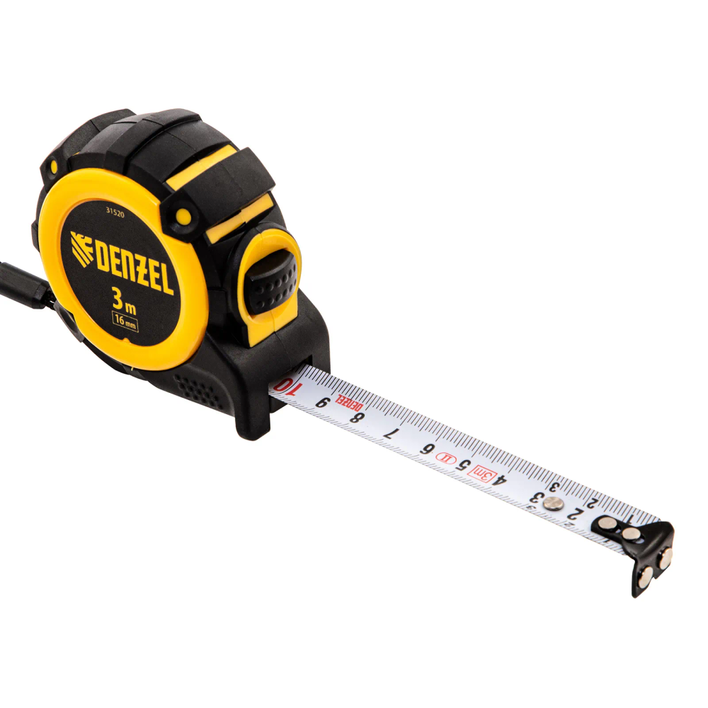 Рулетка Denzel 3мх16мм, автоматич. фиксац., нейлон. покрытие, магнит. зацеп, двухстор. разметка - изображение 5