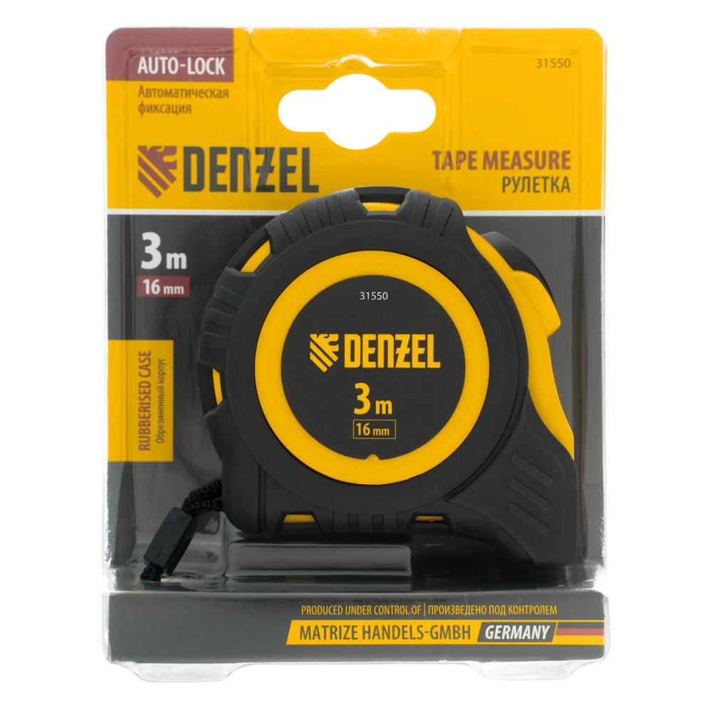 Рулетка Denzel 3мх16мм, обрезиненный корпус, автоматическая фиксация - изображение 6