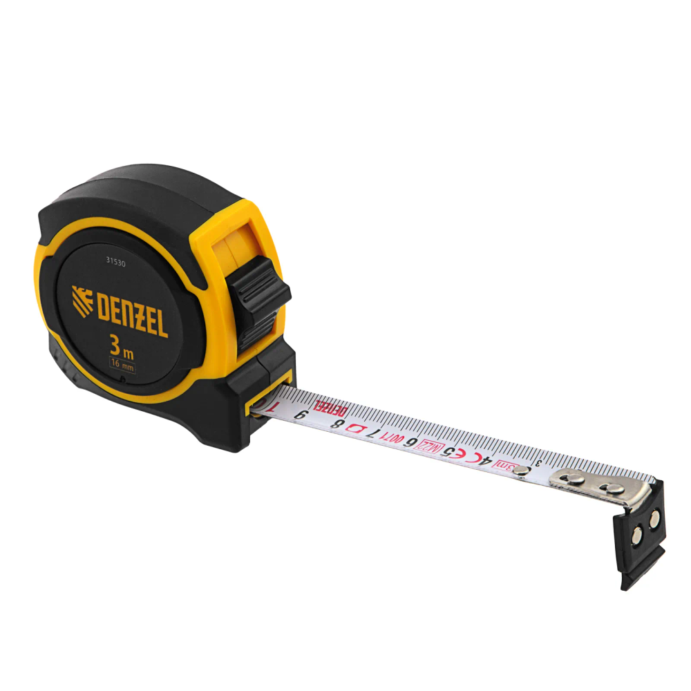 Рулетка Denzel 3мх16мм, двухкомп. корпус, магнитный обрезиненный зацеп - изображение 4