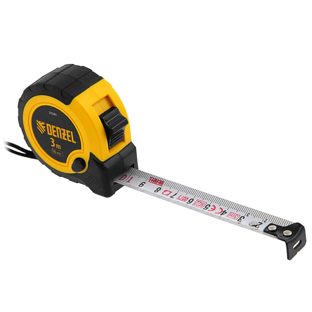 Рулетка Denzel 3мх16мм, двухкомп. корпус, кнопка-пауза - изображение 4