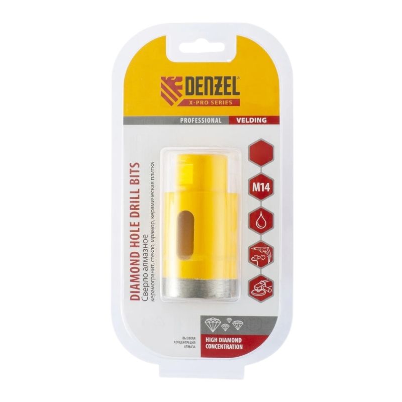 Сверло алмазное по керамограниту Denzel 32 мм, мокрая резка М14 - изображение 2