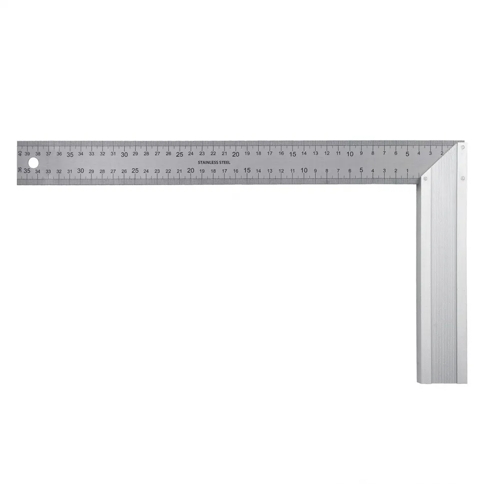 Угольник стальной Denzel 400 мм, нержавеющая сталь, градуировка, алюминиевое основание - изображение 2
