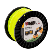 Леска для триммера Denzel квадрат, 4,0ммх62м, на DIN катушке FLEX CORD - изображение 4